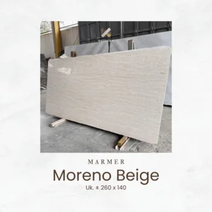 Marmer Moreno Beige Ukuran 260x140 cm - Batu Marmer Krem Warm Vein Serat Halus Alami untuk Interior Warm Minimalist