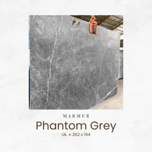 Marmer Phantom Grey Ukuran 262x194 cm - Batu Marmer Abu Gelap Vein Putih Ice Netting untuk Interior Modern Elegant