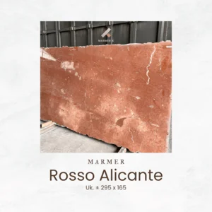 Marmer Rosso Alicante Ukuran 295x165 cm - Batu Marmer Merah Bata Vein Putih Halus untuk Interior Warm Classic