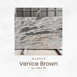 Marmer Venice Brown Ukuran 262x176 cm - Batu Marmer Cokelat Keabuan Motif Layer Ombak Alami untuk Interior Modern Dynamic