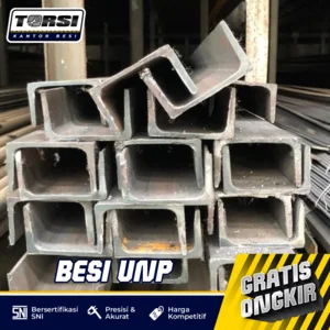 Besi Kanal UNP Hitam 50 65 75 80 100 120 125 140 150 160 180 200 220 240 250 260 300 380 Tebal 5mm 5.5mm 6mm 7mm 7.1mm 7.5mm 9mm 10mm 10.5mm Panjang 6 Meter SNI Sertifikat