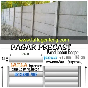 Panel Pagar Beton Precast Terpasang Ukuran 5 Cm X 40 Cm X 240 Cm