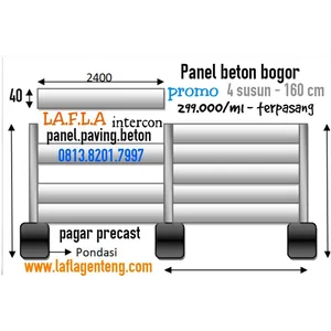 Panel Pagar Beton Precast Terpasang Ukuran 5 Cm X 40 Cm X 240 Cm
