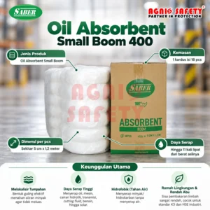 SABER Oil Absorbent Small Boom 400 – Oil and Oil-Based Liquid Absorber (Pack of 18)
