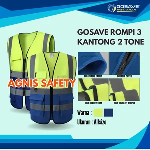 GOSAVE Rompi 3 Kantong Zipper 2 Tone Hijau Biru