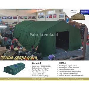 TENDA POSKO SERBAGUNA - TENDA TNI MILITER BARAK - TENDA PENGUNGSI UKURAN 6M X 12M STANDAR TNI 