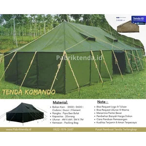 TENDA KOMANDO REGU - TENDA PRAMUKA TNI BARRAK UKURAN 4X6
