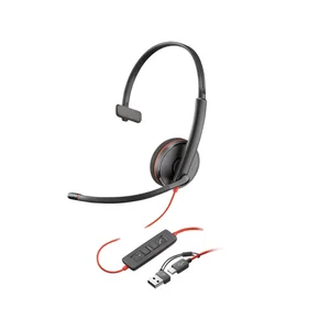 Headset Microphone Poly / Plantronics Blackwire 3210 C3210 Monaural USB-C Headset +USB-C/A Adapter