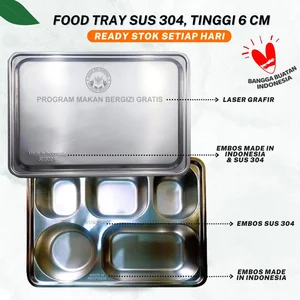 LUNCH BOX Food Tray Stainless 304 5 Sekat 6 cm MBG