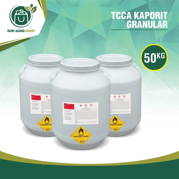 TCCA Kaporit Granular 90% / Kaporit Granular 90% Chlorine Kolam Renang / Bahan Kimia Chlorine Air Bersih / 50Kg