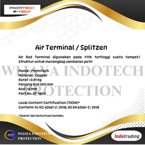 Air Terminal / Splitzen Batang tembaga penangkal petir P-Tech