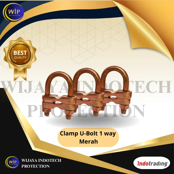 Clamp U-Bolt 1 way merah Clamp Grounding