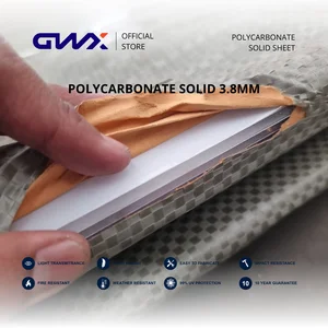 Roofing and Partition Polycarbonate Solid Sheet GWX 3.8 MM Meter 2.44 M Atap Transparan Kanopi Sliding Polos Clear
