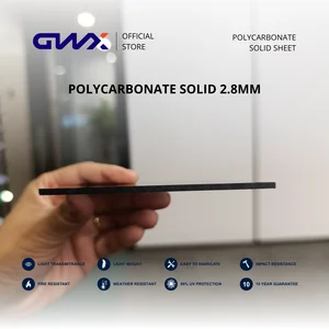 Roof and Partition Polycarbonate Solid Sheet GWX 2.8 MM Panjang (Meteran) 2.44 M Atap Transparan Kanopi Sliding Polos Clear/ Brown / Blue/ Grey Roofing