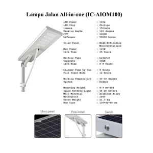 Lampu Outdoor Tenaga Surya All in one 100watt AIOM 