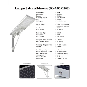 Solar Street Lamp All in One (IC-AIOM 100) 100 Watt