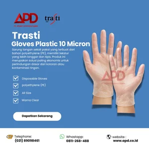 TRASTI Clear 10 Micron Plastic Safety Gloves
