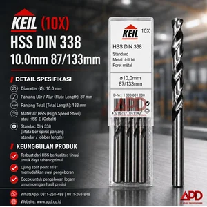 KEIL Mata Bor (10X) HSS DIN 338 Mata Bor Besi Ø10.0 mm (87/133 mm)