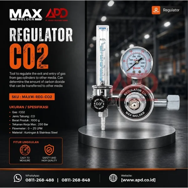 MAX WELDER  Alat Ukur Tekanan Gas (Regulator) CO2