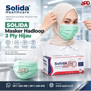 SOLIDA Masker Headloop 3 Ply Hijau 