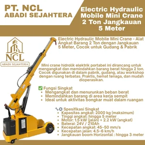 PT NCL Electric Hydraulic Mobile Mini Crane - Alat Pemindah Angkat Barang 2 Ton dengan Jangkauan 5 Meter