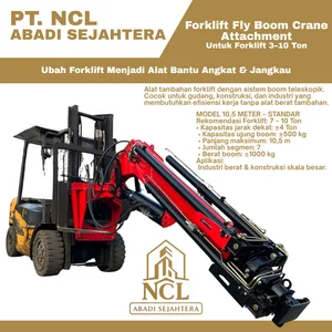 PT NCL ABADI SEJAHTERA Forklift Fly Boom Crane Hidrolik 10.5 Meter Attachment Lengan Boom untuk Angkat & Jangkau Untuk Forklift 7-10 Ton Sistem Hidrolik Manual Fleksibel