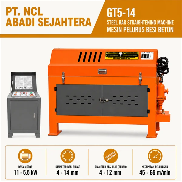 Mesin Bending Pipa Mesin Pelurus dan Potong Besi Beton GT5-14 Heavy Duty 11 kW