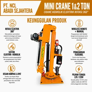 Mini Crane Hidrolik Elektrik 2 Ton 12V DC Rotasi 360° Wireless Remote