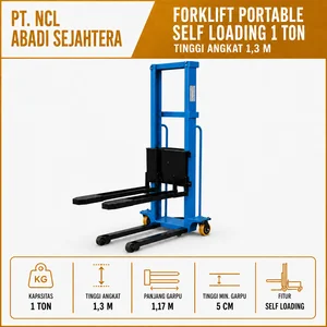 Forklift Portable Self Loading 1 Ton 1.3 / Hand Stacker Electric Naik Mobil