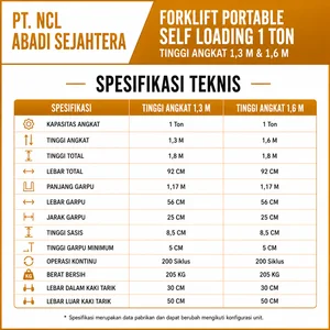 Forklift Portable Self Loading 1 Ton 1.3 / Hand Stacker Electric Naik Mobil