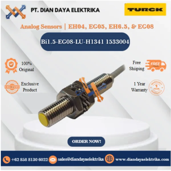 Turck Analog Sensors  EH04 EG05 EH6.5 & EG08 Bi1.5-EG08-LU-H1341 1533004 Inductive Proximity Switches