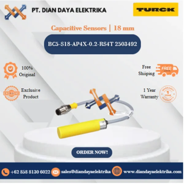 Turck Capacitive Sensors  18 mm BC5-S18-AP4X-0.2-RS4T 2503492 Capacitive Proximity Switches