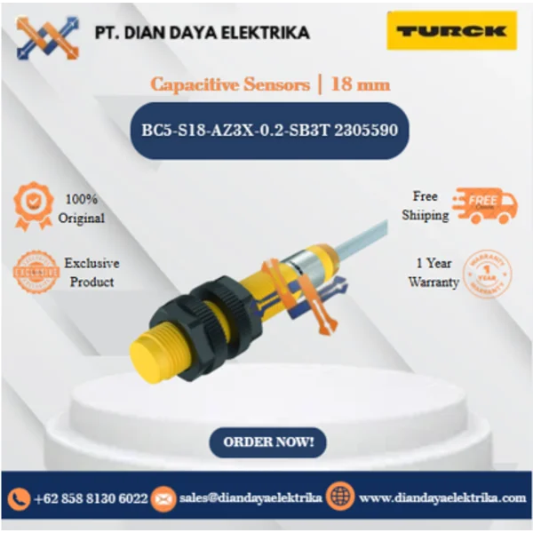 Turck Capacitive Sensors  18 mm BC5-S18-AZ3X-0.2-SB3T 2305590 Capacitive Proximity Switches