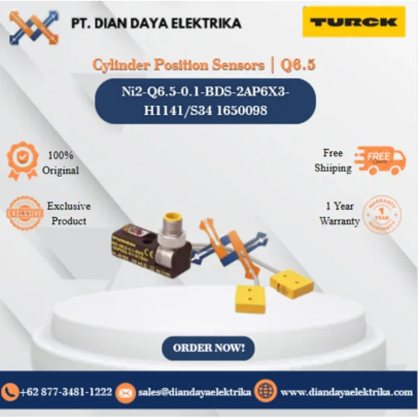 Turck Cylinder Position Sensors Q6.5 Ni2-Q6.5-0.1-BDS-2AP6X3-H1141/S34 1650098 Inductive Proximity Switches