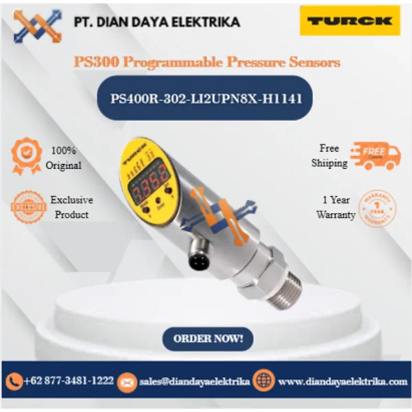 Turck PS300 Programmable Pressure Sensors PS400R-302-LI2UPN8X-H1141 Pressure Sensor