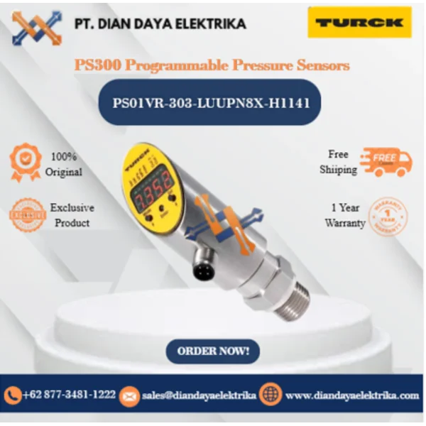 Turck PS300 Programmable Pressure Sensors PS01VR-303-LUUPN8X-H1141 Pressure Sensor