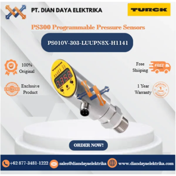 Turck PS300 Programmable Pressure Sensors PS010V-303-LUUPN8X-H1141 Pressure Sensor