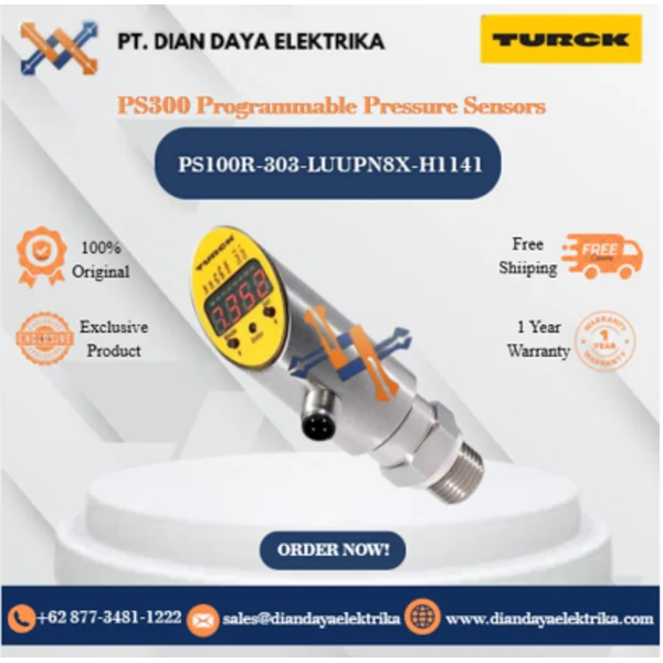 Turck PS300 Programmable Pressure Sensors PS100R-303-LUUPN8X-H1141 Pressure Sensor