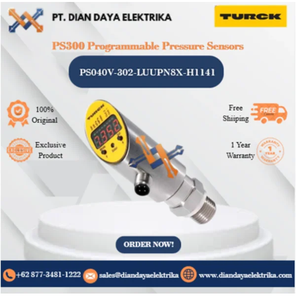Turck PS300 Programmable Pressure Sensors PS040V-302-LUUPN8X-H1141 Pressure Sensor