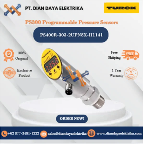 Turck PS300 Programmable Pressure Sensors PS400R-303-2UPN8X-H1141 Pressure Sensor