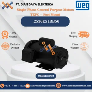 WEG "Single-Phase General Purpose Motors TEFC – Foot Mount" .2536ES1BB56 HP 0.25 KW 0.18 RPM 3600 FRAME B56 Motor Listrik