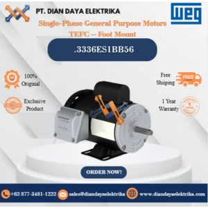 WEG "Single-Phase General Purpose Motors TEFC – Foot Mount" .3336ES1BB56 HP 0.33 KW 0.25 RPM 3600 FRAME B56 Motor Listrik