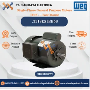 WEG "Single-Phase General Purpose Motors TEFC – Foot Mount" .3318ES1BB56 HP 0.33 KW 0.25 RPM 1800 FRAME B56 Motor Listrik