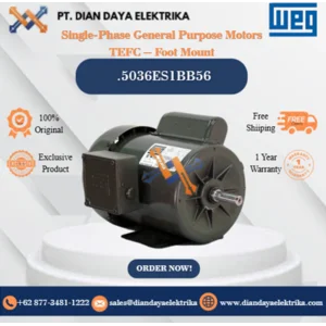 WEG "Single-Phase General Purpose Motors TEFC – Foot Mount" .5036ES1BB56 HP 0.5 KW 0.37 RPM 3600 FRAME B56 Motor Listrik