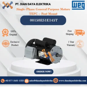 WEG "Single-Phase General Purpose Motors TEFC – Foot Mount" 00158ES1E145T HP 1.5 KW 1.1 RPM 1800 FRAME G143/5T Motor Listrik