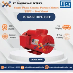 WEG "Single-Phase General Purpose Motors TEFC – Foot Mount" 00158ES1RFD145T HP 1.5 KW 1.1 RPM 1800 FRAME G143/5T Motor Listrik