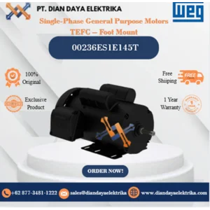 WEG "Single-Phase General Purpose Motors TEFC – Foot Mount" 00218ES1B145T HP 2 KW 1.5 RPM 1800 FRAME G143/5T Motor Listrik