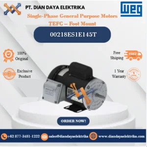 WEG "Single-Phase General Purpose Motors TEFC – Foot Mount" 00218ES1E145T HP 2 KW 1.5 RPM 1800 FRAME G143/5T Motor Listrik