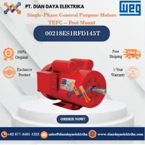 WEG "Single-Phase General Purpose Motors TEFC – Foot Mount" 00218ES1RFD145T HP 2 KW 1.5 RPM 1800 FRAME G143/5T Motor Listrik