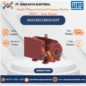 WEG "Single-Phase General Purpose Motors TEFC – Foot Mount" 00218ES1RFD182T HP 2 KW 1.5 RPM 1800 FRAME W182/4T Motor Listrik